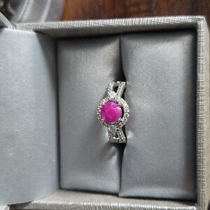 925 Pezzottaite and diamond ring size 7